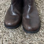 Tory Burch Brown Leather Ankle Boots with Gold Zipper Outside T Zipper 8.5 Photo 2