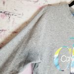 Calvin Klein GRAY TIE DYE WATERCOLOR FRONT LOGO SIDE SPLIT HEM LOUNGE SWEATSHIRT Photo 7