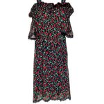 The Kooples  Off Shoulder Black Rose Print Dress Elastic Waist Women’s Size 2 Photo 8