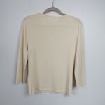 Max Studio Vintage 90s Y2K Cream Floral Beaded Open Front Clasp Cardigan Photo 3