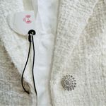 ZARA  cream tweed 3/4 sleeves with rhinestones buttons blazer cropped jacket NEW Photo 6