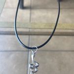 Handmade Y2K Gothic Punk PU leather Necklace ,Silver Snake pendant necklace , Grunge Photo 0