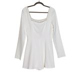 Lulus  White Long Sleeve Romper with Pearl Neckline NWT Size Medium Bridal Romper Photo 1