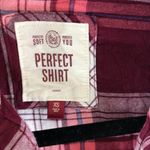 SO  Clothing Womens Cotton Perfect Shirt Flannel Button Down Pocket Pink Red XS Photo 2