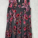 Luxology Sleeveless Shift Dress Womens 6 Black Floral Velvet Burnout Boho Goth Photo 0