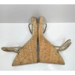 Steve Madden Sandals Womens Size 9.5 Tan Leather Suede Strappy Wedges Photo 6