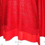 Faded Glory  beautiful red sparkly holiday sweater with peek a boo sheer … Photo 5