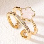 🍀🍀🍀BOGOHO🍀🍀🍀Elegant Gold and White Flower Ring Photo 0