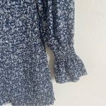 Pink Lily  Blue and White Floral Smocked Long Sleeve Mini Dress Women’s Large Photo 1