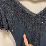 Black / navy y2K beaded drop waist chevron sleeve midi dress whimsigoth flutter Size M Photo 6