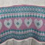 Vintage Land'n Sea Sweater Women M Pink Blue Mock Neck Heart Pullover Cottagecor Size M Photo 2