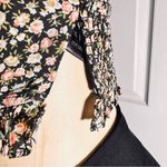 Dress Forum  Womens Crop Top Floral Black Long Sleeve Drawstring Size Small Photo 4