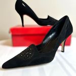 Anne Klein NEW AK  Mckee Black Nubuck Crystal Accented Pointed Toe Pumps Size 9 M Photo 0