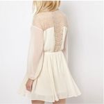 Candie's Candie’s Light Pink Long Sleeve Button Down Sheer Lace Peasant Mini Dress Small Photo 1