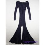 Free People NEW  Lady‎ Luck Jumpsuit knit wide leg pleated dark purple, M Photo 6