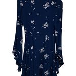 Free People  Blue White Jasmine Floral Embroidered Long Bell Sleeve Gauzy Dress 2 Photo 5