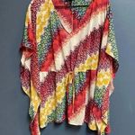Lane Bryant WO SIZE 14/16 SHEER BOX PONCHO TOP DRAWSTRING WAIST VIBRANT … Photo 1