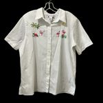 Alfred Dunner Alfred Dunmer 2 Pc set flamingo Vacation Travel Shirt 18 Pants 16 White Button Photo 2