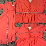 Nicole Miller  Ruffle Cold Shoulder Long Sleeve Dress Coral Camellia Rose 12 NWT Photo 8