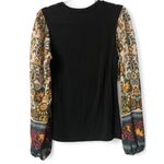 SheIn Festival Black Top Large Boho Artsy Sheer Floral Paisley‎ Statement Sleeves Photo 1