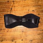 Triangl black S front zipper sexy faux leather swim bikini top Blue Photo 1