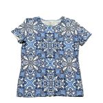 Talbots Mosaic Floral Print Short Sleeve Knit Top S Photo 1