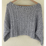 Free People  Boucle Knit Gray Cropped Sweater Women’s Size XS Oversized Slouchy Photo 2