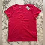 NWT J.Crew Short Sleeve Girlfriend Tee Hot Pink Sz S Small Hole Back Sleeve Photo 0