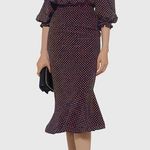 NEW SALONI Grace Ruffled Midi Dress in Saffron Polka Photo 0