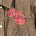 Cider  Women’s Oversize Brown W/Roses & Letters Jean Jacket Sz S-EUC Photo 5