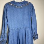 Women's Vintage Dress Denim Floral Embroidered Cottage Peter Pan Collar Western Blue Size 6 Photo 7