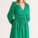 J.Crew  Green Smocked Tie Front A-Line Dress size 10 Photo 0