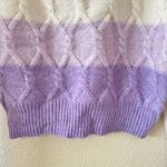 No Boundaries  Lavender and White Cowl Neck Sweater Photo 4