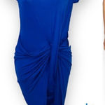 The Vanity Room Cap Sleeve Twist Asymmetrical Bodycon Tshirt Dress Royal Blue S Photo 0