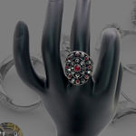 Silver, Red, and Black Rhinestone Statement Ring Photo 1