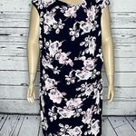Connected Apparel NWT Size 24W Navy Blue & Purple Floral Print Sheath Dress Photo 0