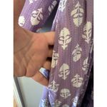 LIVRO Women's Purple Floral Cotton Midi Dress XS Puff Sleeve V Neck Oversized Photo 3