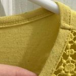 Cato  Bright Yellow Floral Crochet Lace Front T-Shirt Medium Hippie Photo 3