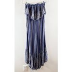 American Eagle  Outfitters Strapless Ruffle Trim Wide Leg Jumpsuit Blue Medium Photo 4