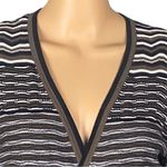 BCBGMAXAZRIA black brown white striped wrap sweater with tie belt Medium EUC Photo 1