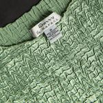 Savvy Metallic Crinkle Textured Stretch Satin Sleeveless Camisole Top Green M Photo 6