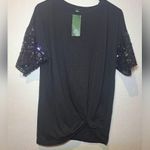Wild Fable  Black Shirt with Sequin Sleeves Photo 0