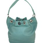 Pineda Covalin Bucket Handbag Purse Mariposa Butterfly Silk Jacquard & Leather Blue Photo 12