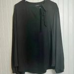 Torrid  Georgette Black Bow Tie Blouse Long Sleeve, Lightweight 2X E2 Photo 4