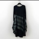 IC Collection XS Boat Neck Asymmetrical Layer Mix Dress Hunter Green Long Sleeve Black Photo 6