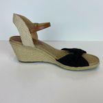 Lucky Brand Lucky Brand Espadrilles Wedge Sandals 9.5 Black Knotted Canvas Raffia Krizhy Photo 8
