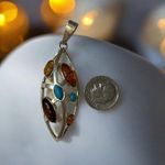 Galmorous Women's Silver Pendant With Multiple Baltic Amber Colored Stones Orange Photo 5