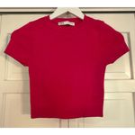 ZARA fuschia pink short sleeve cropped knit top size small Photo 2