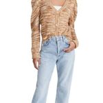 En Saison Puff Long Sleeve Gold Yellow Space Dye Cardigan Sweater size Medium Photo 2