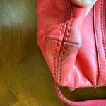 Fossil  Coral Orange 100% Cow Hide Leather Square Crossbody Zipper Top Purse Bag Photo 4